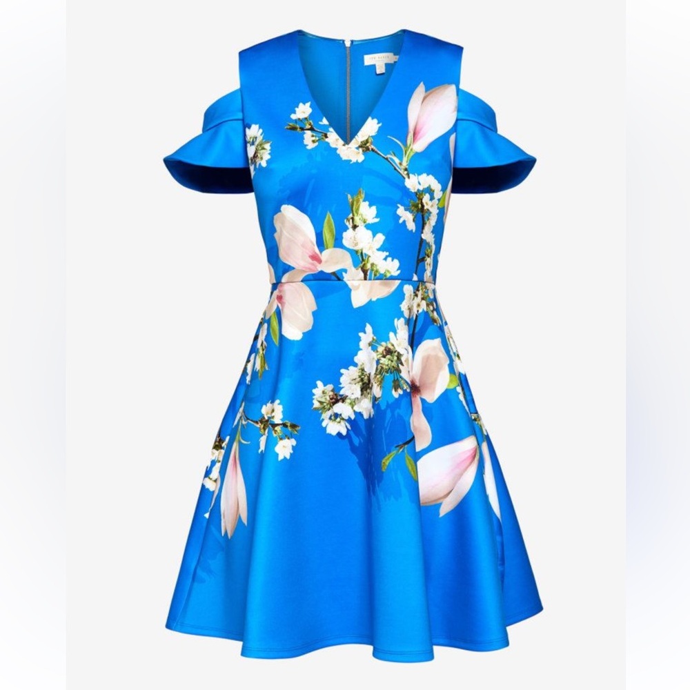 Ted Baker Ambre Harmony Cold Shoulder Dress size 2 ( runs big)